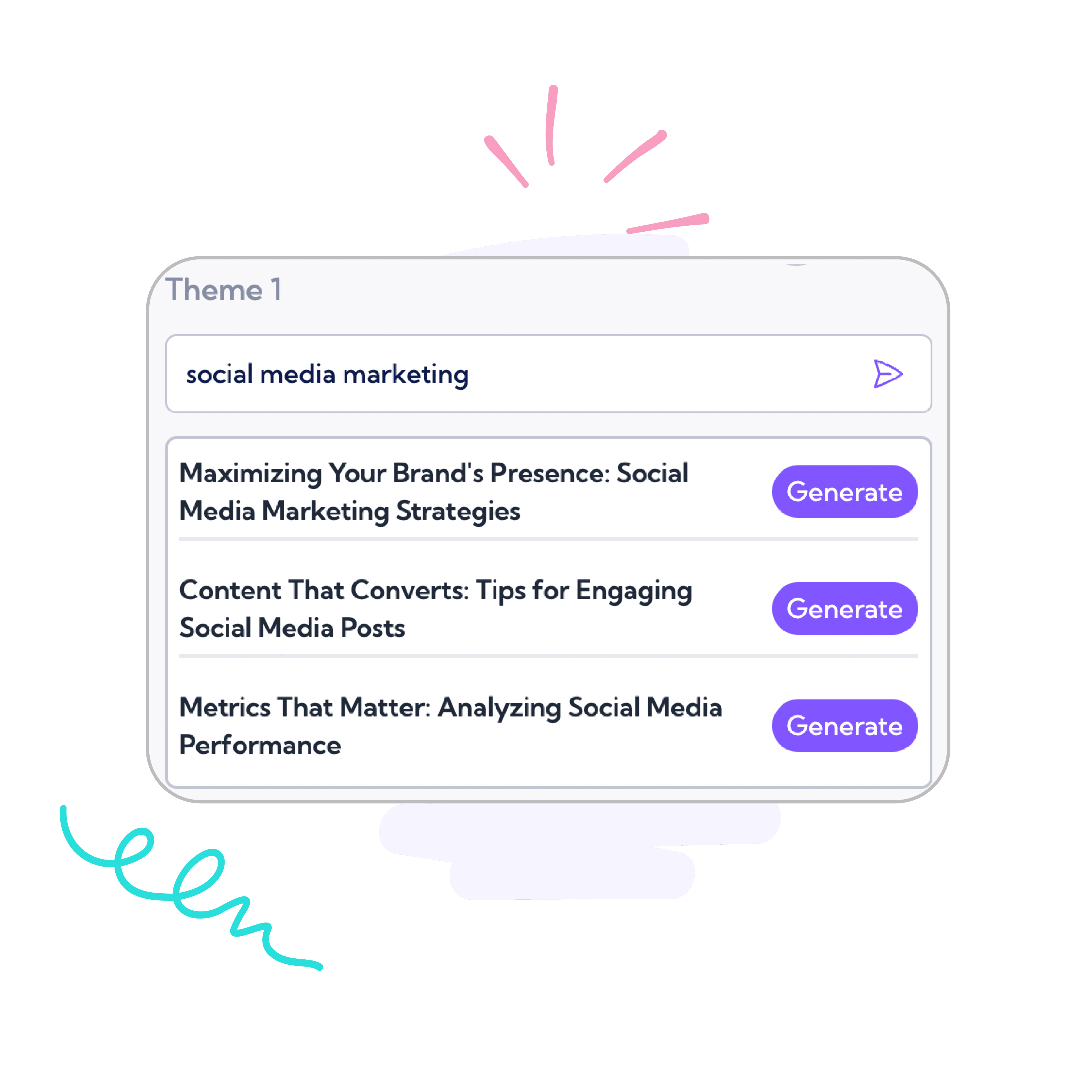 Vulse AI gives users suggested topics to cover. Topics vary depending on user.